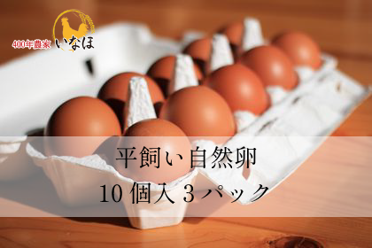 平飼い自然卵10個入3パック【冷蔵】